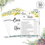 Blue Tiles And Lemons Over Or Under Game For 30 Guests With Game Cards, Lemons Bridal Shower Game, Modern Bridal Shower Decorations, Wedding Shower Or Bachelorette Party Supplies - 02