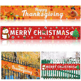 2 Pcs Large Happy Thanksgiving Merry Christmas Banner Decorations Outdoor 120 X 20 Inch Fall Autumn Party Snow Yard Xmas Holiday Supplies Home Decor For Garden House Garage Porch Indoor Gifts
