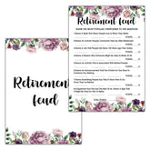Retirement Feud Co-Worker Party Game - Purple Floral Retirement Ideas Activities Supplies Decorations (30 Game Cards & 1 Answer Card) - B06