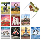 - 20 Assorted Bulk Animal Cards Boxed (4 X 5.12 Inch) (10 Designs, 2 Each) - Loving Animals Am3504Ocb-B2X10