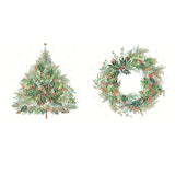 Christmas Hill Tree And Christmas Tree Wreath Party Napkins - 40 Count | 2 Packs Of 20Ct Cocktail Napkins | 5" X 5" | Soft 3-Ply Paper | Made In Germany