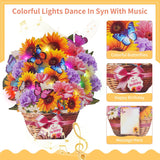 Birthday Cards With Music & Lights, Pop Up Happy Birthday Card, Sunflower & Butterfly, 10 Inch Life Sized Forever Flower Bouquet Gifts For Women Mom Grandma