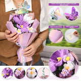 Crochet Flowers Bouquet Valentines Handmade Tulips Knitted Flowers With Butterfly Card For Wife Lover Anniversary Birthday Mother'S Day Teacher Coworker Office(Purple)
