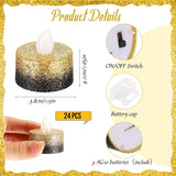 24 Pcs Flameless Led Tea Lights Gold Black Glitter Flickering Fake Led Candles Tealights Battery Operated Romantic Anniversary Decorations Winter Decor For Valentines Wedding Christmas Party