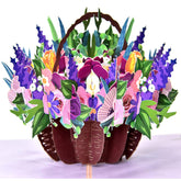 Floral Basket Flower Pop Up Greeting Card For Birthday, Thank You Valentines, Mothers Day, Graduation, Retirement, Thinking Of You, All Occasion (Mixed Flower Basket)