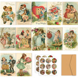 24Pcs Vintage Valentines Day Cards With Kraft Paper Envelopes And Stickers Retro Couple Valentine'S Day Greeting Cards For Classroom Exchange Wedding Engagement Anniversary