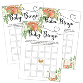 White Floral Peach Baby Bingo Game, Baby Shower Game, Pack Of 30 Game Cards, Gender Neutral Boy Or Girl, Fun Baby Game And Activity - Fa32