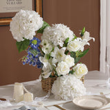 3Pcs Hydrangea Artificial Flowers, 22.44" Real Touch Latex Faux Hydrangea With Long Stems & Leaves For Home Office Decor Or Wedding, Party, Centerpieces, Floral Arrangements (White)