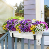 Artificial Fake Pansy Flowers For Outdoor Outside, 20Pcs Faux Silk Mixed Pansies Uv Resistant Flowers For Porch Yard Patio Window Box Home Decor (Gradient Purple Fuchsia Purple Yellow White)