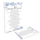 Pass The Poem Bridal Shower Game, Blue Floral Bridal Shower Cards, Wedding Party Game Cards For Guests, Something Blue Before I Do Decorations, Bridal Shower Ideas-Hlyxb04