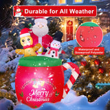 6 Ft Christmas Inflatables Outdoor Decoration, Santa Claus Snowman Gingerbread Man In Xmas Mug For Outdoor Christmas Dec