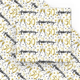 Wrapping Paper Sheet - 6 Sheets Gold 50Th Anniversary Design Folded Flat For Birthday, Party, Baby Showers - 19.7 Inch X 27.5 Inch Per Sheet
