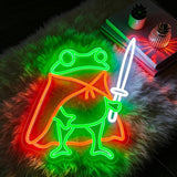 Frog Neon Sign Cute LED Wall Light Green Red USB Powered Man Cave Room Decor