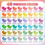 64 Pcs Pastel Acrylic Paint Set With 12 Brushes, 2 Knives & Palette, 48 Colors (2Oz/60Ml) - For Adults, Artists & Beginners - Canvas Ceramic Rock Wood Egg Painting Kit