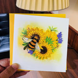 Quilling Cards, Handmade Card, Quilled Cards With Dedicated Paper, Quilling Birthday Cards For Women Or All Occasions: Mother'S Day, Greeting Card, Birthday... Daisy Bouquet (Sunflowers With Bee)