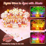 Birthday Cards For Women Pop Up Happy Birthday Card Blowable Led Candle Light And Music Birthday Gifts For Women Mom Wife Grandma Rose Gold