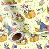 Dog Birthday Wrapping Paper Roll, Cute Party Dog Happy Birthday Cake In Light Yellow Gift Wrap For Pet Lovers, Kids Celebration, Mini Roll 17 In X 16.4 Feet