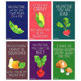Mini Vegetable Valentines (Wallet-Sized Cards With Tiny Envelopes) For Valentine'S Day (Set Of 24)