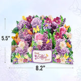 Happy Mother’S Day Pop Up Card, 3D Violet & Peony Best Mom Cards From Daughter Son, Flower Bouquet Popup Greeting Card Gift For Mother Wife Grandma-Cherish Her Smile With Blooming Surprise