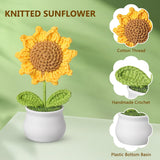 Crochet Flowers - Artificial Sunflower Giifts For Women - Handmade Knitted Flower For Car Dashboard Decor - Office Desk Home Decoration - Funny Gifts On Birthday Christmas