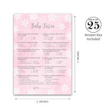 Snowflakes Girl Baby Shower Games – Baby Trivia Game Cards (25 Pack) – Winter Wonderland Pink Activity – It'S Cold Outside, Holiday Fun Facts Gender Reveal, Couples Party G780-Trv
