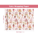 Fairy Wrapping Paper Roll - Mini Roll - 17 Inch X 16.5 Feet - Pink Fairy Tale Girls Birthday Wrapping Paper Perfect For Kids Girls Birthday, Baby Shower