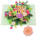 Colorful Floral Roses Pop Up Card, Love You, Flowers, Butterfly, 3D Greeting Cards, Ideal Gifts For Birthday, Mothers Day, Anniversary, Valentines Day, 5X7 - Includes Envelope And Message Note