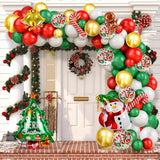 Christmas Balloon Garland Arch Kit, 202 Pcs Xmas Red White Green Gold Balloons With Snowman Candy Cane Santa Claus Foil Balloons For Christmas Party Decorations