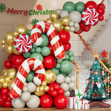 Christmas Balloon Garland Arch Kit 168Pcs Red Sage Green Gold White Sand Balloons Candy Balloon Cand Cane Balloons For Christmas Party Decorations Supplies