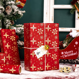Red Christmas Wrapping Paper Roll - 3D Embossed Gold Foil Metallic Shine Snowfalkes Gift Wrap For Christmas, Winter Holiday, New Year Celebration - Mini Roll - 17 Inch X 33 Feet