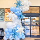 5Pcs 36Inch Transparent Snowflake Balloons Christmas Clear Snowflake Foil Mylar Balloons For Winter Wonderland Ice Snow Themed Birthday Party Decorations