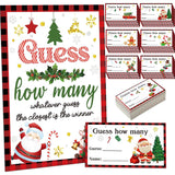 61 Pieces Christmas Guess How Many Cards Game Christmas Guessing Game, 60 Guess How Many Cards And 1 Sign For Adults Kids Families Baby Shower Holiday Activity Decorations
