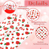 100 Sheet Red Rose Bow Strawberry Tissue Paper, 20X14In Red Rose Bow Strawberry Gift Wrapping Paper Art Craft Tissue For Valentine'S Day Birthday Wedding Party Supplies (A)