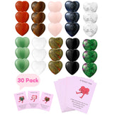 Pocket Hug Bulk Heart Stones - 30 Sets Natural Healing Gemstones With Greeting Cards - Bulk Valentines Day Gifts For Adults, Ladies, College Students, Friends - Thinking Of You Anxiety Relief Keepsake
