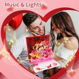 Valentine’S Day Card, Musical Pop Up Cards, Anniversary Card With Light And Music, Romantic Greeting Card For Women Men Children, Envelope Included.