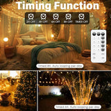 66FT USB Plug In Fairy Lights 200 LED Warm White Copper Wire String Lights with Remote Timer 8 Modes for Bedroom Decor