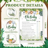 Safari Animals Baby Shower Games Card Set, Includes Babyshower Feud, True Or False, Baby Predictions And Advice, Find Who Mom Or Dad, Babies Shower Gender Reveal Decoration Favors, Set Of 50 -02