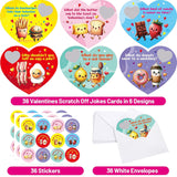 Valentines Day Cards Scratch Off Jokes For Kids Funny Notes With Envelopes For School Classroom Valentine Exchange Supplies 36Pcs