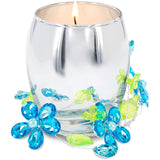Pavilion Gift Company 3.5 Oz Jasmine Scented Candle with Blue & Green Glass Flower Wreath Aunt You are So Loved, 3.5 Ounce