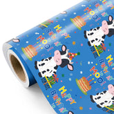 Cow Birthday Wrapping Paper Roll - Mini Roll - 17 Inch X 16.5 Feet - Cow Wrapping Paper With Cakes And Happy Birthday Moo Design Perfect For Girls Boy Kids, Baby Shower