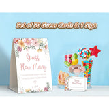 Boho Shower Game,How Many,Baby Shower Games,Wedding Shower Games,Baby Shower Decorations Gender Neutral,Bridal Shower Decoration,Birthday Party Game,50 Cards & 1 Sign -13