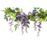2Pcs 6.6Ft Artificial Flowers Vines Silk Wisteria Artificial Garlands Fake Hanging Green Leaf Flower Ivy Vines For Home Garden Wedding Arch Decor, Purple