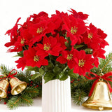 Artificial Christmas Flowers 4Pcs Red Poinsettia Flowers Artificial 7 Heads Christmas Flowers Artificial Poinsettias For Christmas Tree Party Home Holiday Decoration