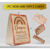 Kraft Paper Diaper Raffle Sign & 50 Guessing Cards - Baby Shower Game Kit - Rustic, Multicolored - Ages 0-36