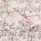 1 Roll Pink Bow And Flower Wrapping Paper Mini Roll - 17 In X 33 Ft - Coquette Vintage Floral Pink Bows Gift Wrap Paper For Valentine Birthday Wedding Baby Shower Engagement Bridal Shower