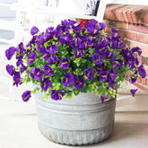 Artificial Faux Outdoor Flowers Spring Summer Decoration 10 Bundles Fake Plastic Plants Artificial Morning Glory Uv Resistant Flowers For Outside Front Porch Garden Backyard Decor(Purple)
