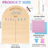 Wooden Gender Reveal Voting Board With Stand He Or She Game Guessing Sign Voting Stickers For Gender Reveal Party Supplies Decoration Baby Shower Game