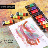 Acrylic Paint Set, 24 Color Acrylic Paint Rich Pigments&Water Proof For Artists Adults On Canvas Rocks Ceramic Fabric Wood Paints