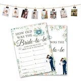 Bridal Shower Game, How Old Was The Bride-To-Be Wedding Shower Party Game Cards, Floral Greenery Themed Bachelorette Engagement Party Supplies Activities Decorations, Set Of 30 Game Cards -A02