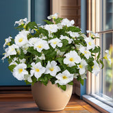 19 Inch Artificial Fake Flowers For Outdoor,4 Pcs Faux Silk Petunias Spring Flowers For Outside For Indoor Porch Planter Front Door Garden Patio Window Box Home Decor(White)